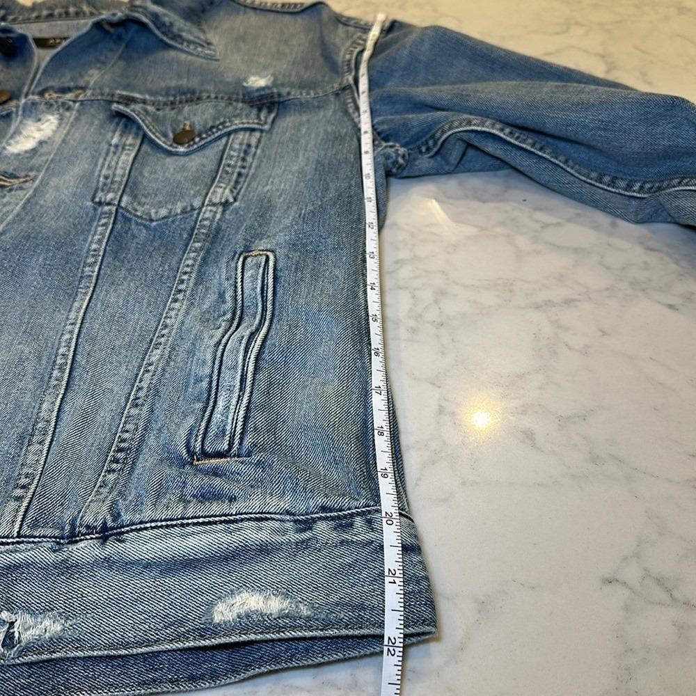 Able The Merly Denim Jacket Distressed Blue Relaxed Fit XXL Womens - Picture 6 of 7